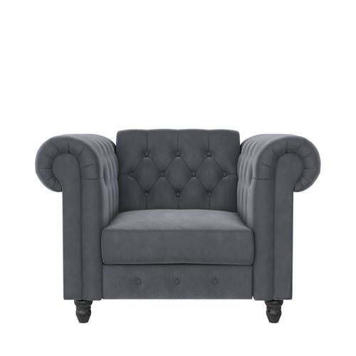 Felix - Fauteuil En Velours Anthracite