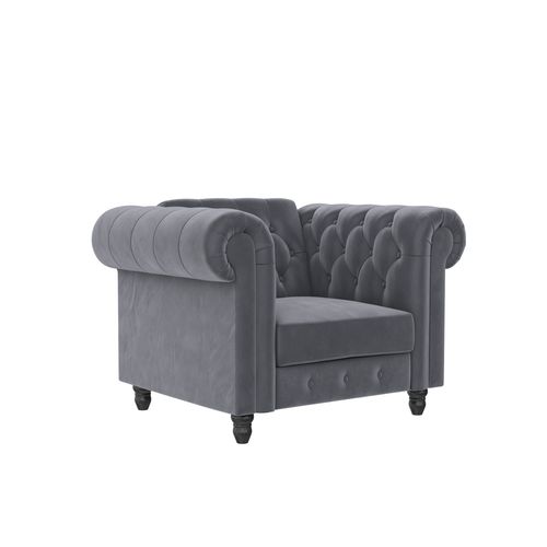 Felix - Fauteuil En Velours Anthracite