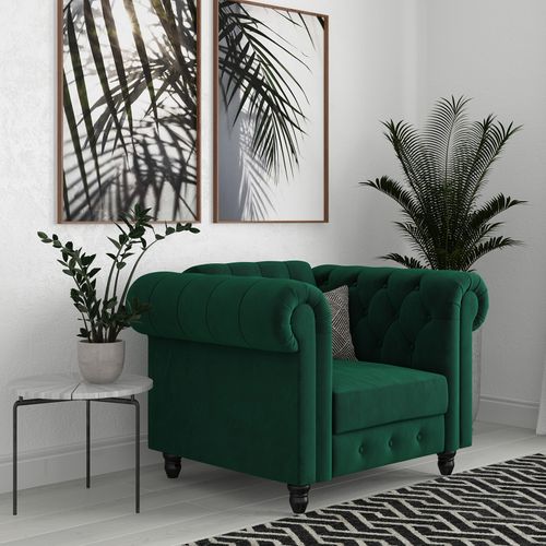 Felix - Fauteuil En Velours Vert Foncé