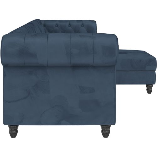 Felix - Canapé D'angle 3 Places En Velours Bleu