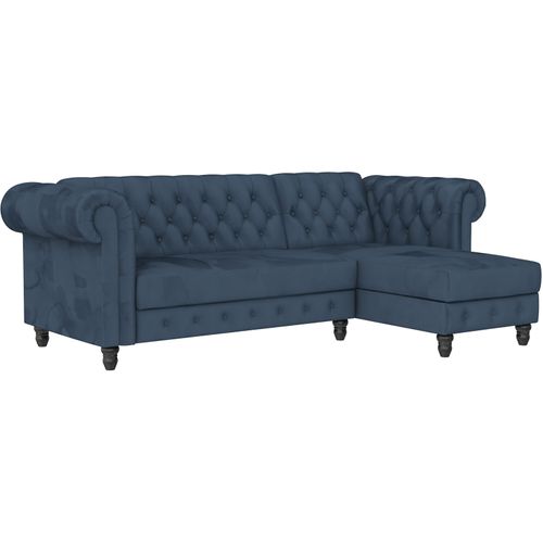 Felix - Canapé D'angle 3 Places En Velours Bleu
