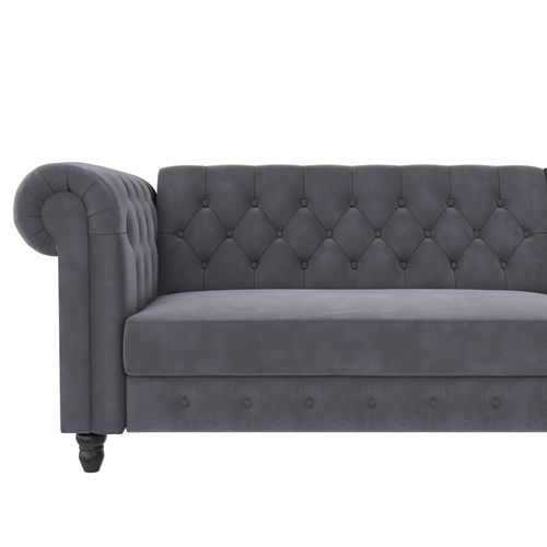 Felix - Canapé D'angle 3 Places En Velours Anthracite