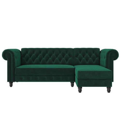 Felix - Canapé D'angle 3 Places En Velours Vert