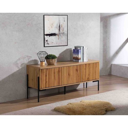 Charlie - Buffet Bas 3 Portes En Effet Chêne