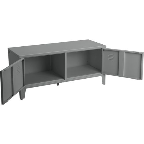 Salino-banc Avec 2 Portes En Métal Gris