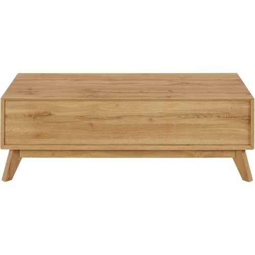 Ezra - Table Basse Avec 2 Tiroirs En Aggloméré Chêne