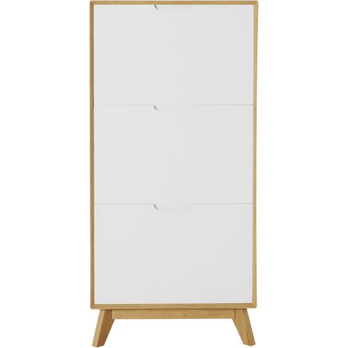 Ezra - Coffre à Chaussures Avec 3 Rabats En Effet Chêne Blanc