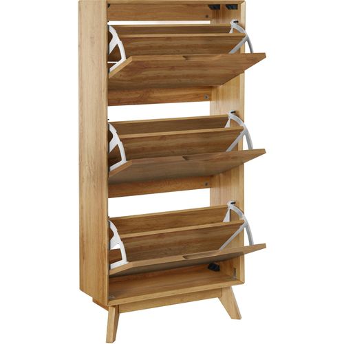 Ezra - Coffre à Chaussures Avec 3 Rabats En Effet Chêne