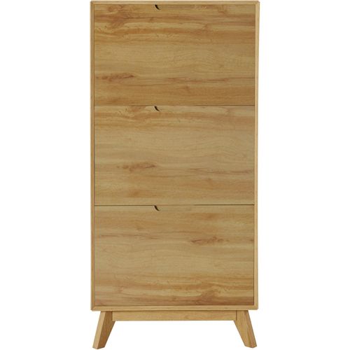 Ezra - Coffre à Chaussures Avec 3 Rabats En Effet Chêne