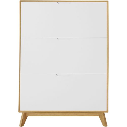 Ezra - Coffre à Chaussures Avec 3 Rabats En Effet Chêne / Blanc