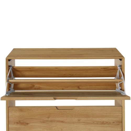 Ezra - Meuble à Chaussures à 3 Portes Battantes En Effet Bois Marron