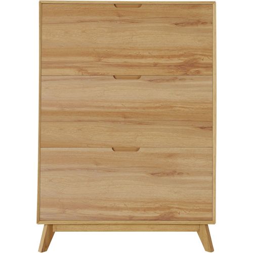 Ezra - Meuble à Chaussures à 3 Portes Battantes En Effet Bois Marron