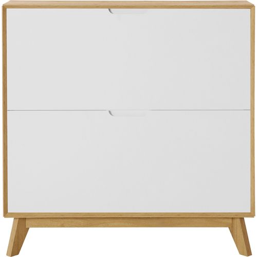 Ezra - Meuble à Chaussures à 2 Rabats En Aggloméré Chêne / Blanc