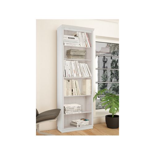 Anita-bibliothèque à 5 Étagères En Pin Blanc