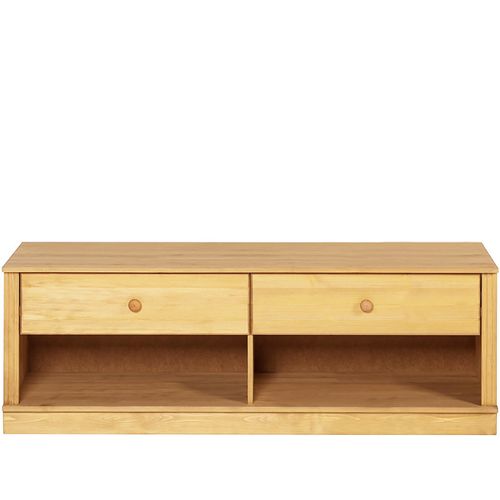 Anita-meuble Bas En Pin Avec 2 Tiroirs Et 2 Compartiments Ouverts