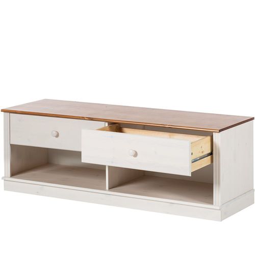 Anita-meuble TV Avec 2 Tiroirs En White / Honey Pine