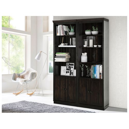 Anita-bibliothèque Avec Rangement En Pin Brun Foncé