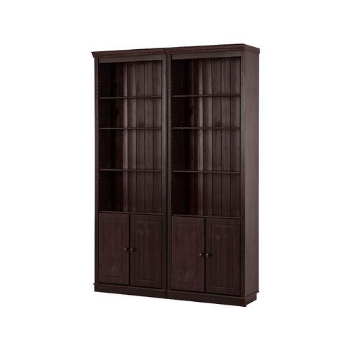 Anita-bibliothèque Avec Rangement En Pin Brun Foncé