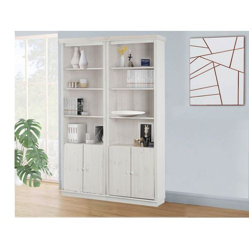 Anita-bibliothèque Avec Rangement En Pin Laqué Blanc