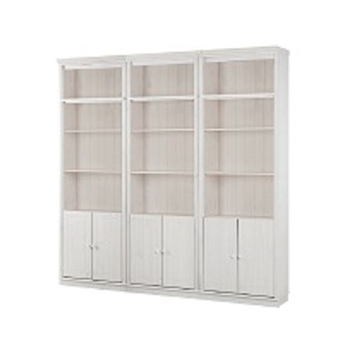 Anita-bibliothèque Avec Rangement En Pin Laqué Blanc