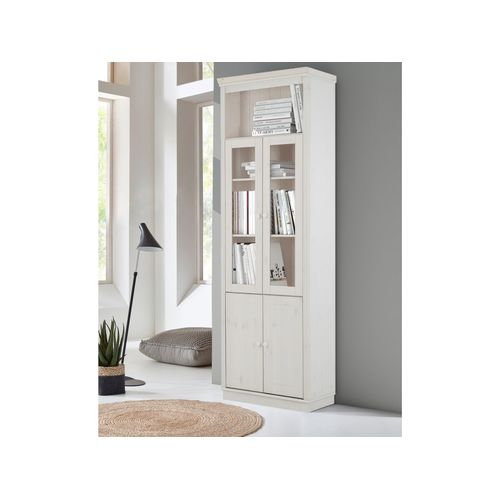 Anita-bibliothèque Avec Rangement En Pin Laqué Blanc