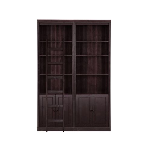 Anita-bibliothèque Avec Rangement Et Échelle En Pin Brun Foncé