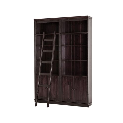 Anita-bibliothèque Avec Rangement Et Échelle En Pin Brun Foncé