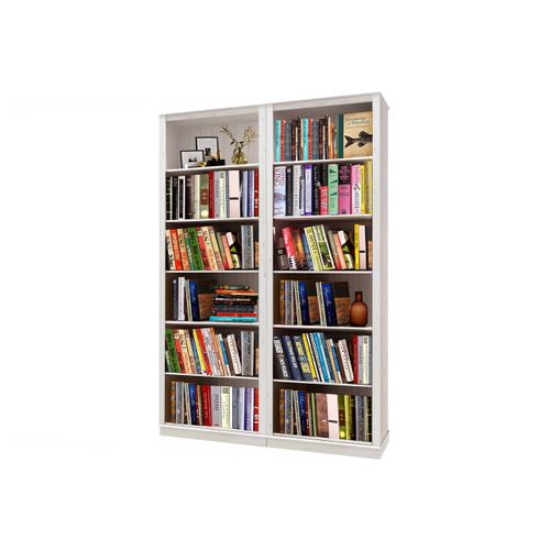 Anita-bibliothèque Avec Étagères En Pin Laqué Blanc