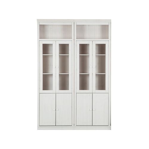 Anita-bibliothèque Avec Rangement En Pin Laqué Blanc