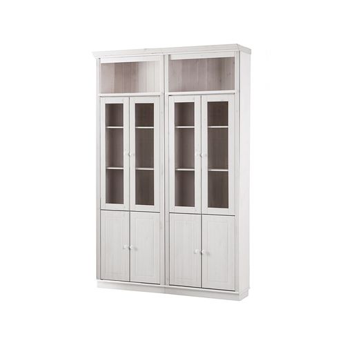 Anita-bibliothèque Avec Rangement En Pin Laqué Blanc