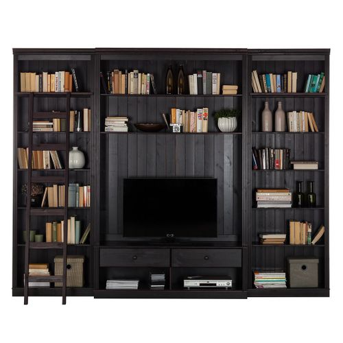 Anita-bibliothèque Avec Meuble TV Bas En Pin Brun Foncé