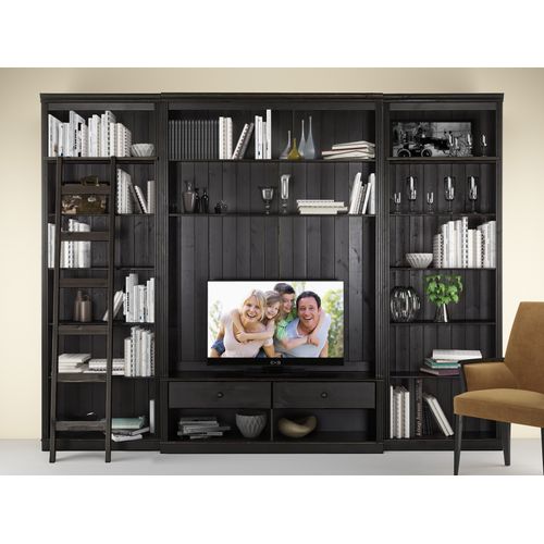 Anita-bibliothèque Avec Meuble TV Bas En Pin Brun Foncé