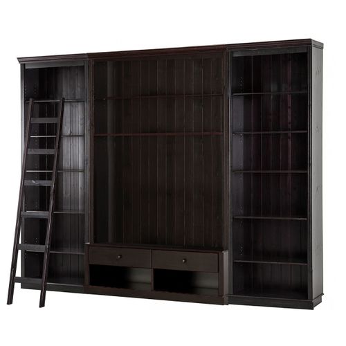 Anita-bibliothèque Avec Meuble TV Bas En Pin Brun Foncé