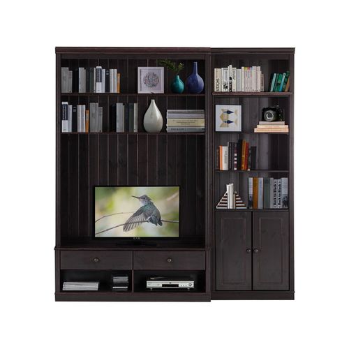 Anita-bibliothèque Avec Meuble TV Bas En Pin Brun Foncé