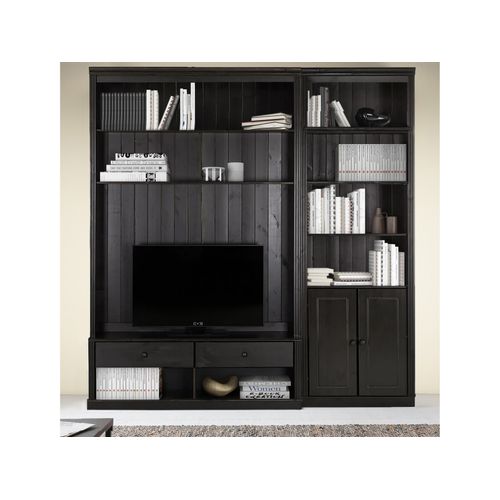 Anita-bibliothèque Avec Meuble TV Bas En Pin Brun Foncé