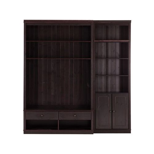 Anita-bibliothèque Avec Meuble TV Bas En Pin Brun Foncé