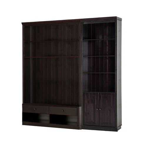 Anita-bibliothèque Avec Meuble TV Bas En Pin Brun Foncé