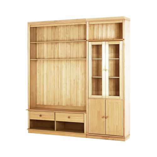 Anita-meuble Mural En Pin Comprenant Une Bibliothèque Et Un Meuble Bas.