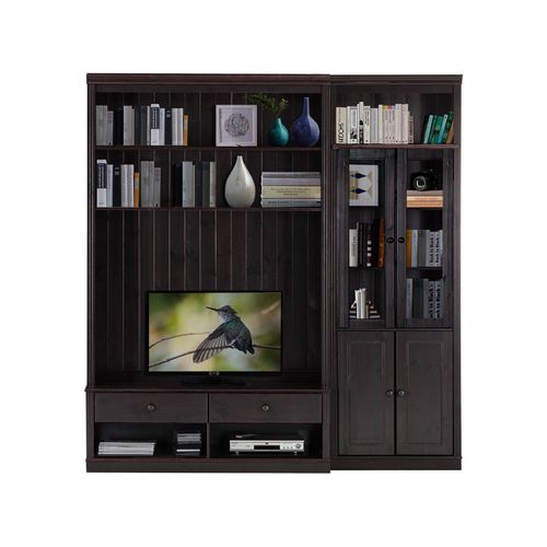 Anita-bibliothèque Avec Meuble TV Bas En Pin Brun Foncé