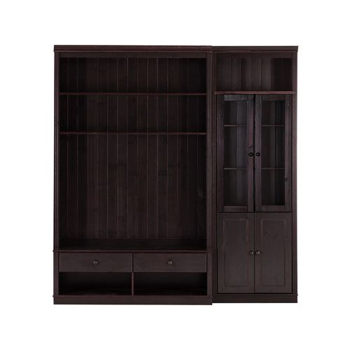 Anita-bibliothèque Avec Meuble TV Bas En Pin Brun Foncé