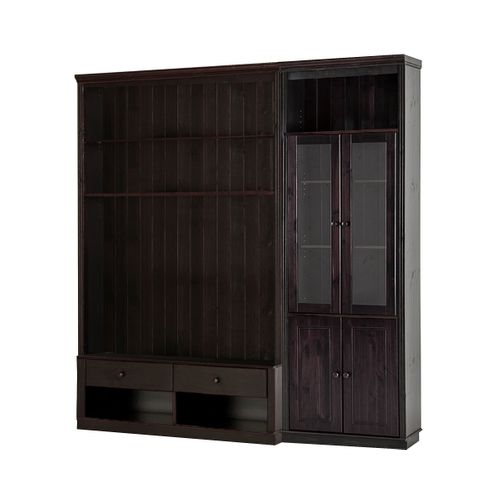 Anita-bibliothèque Avec Meuble TV Bas En Pin Brun Foncé