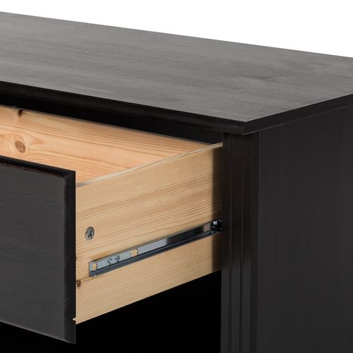 Anita-bibliothèque Avec Meuble TV Bas En Pin Brun Foncé