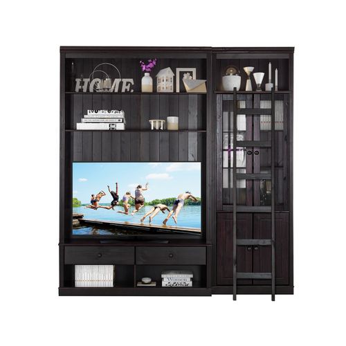 Anita-bibliothèque Avec TV Lowboard Ladder En Pin Brun Foncé