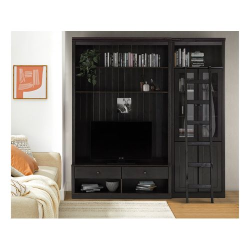 Anita-bibliothèque Avec TV Lowboard Ladder En Pin Brun Foncé