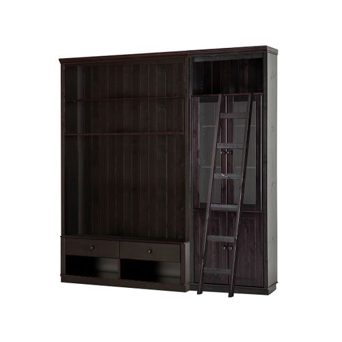 Anita-bibliothèque Avec TV Lowboard Ladder En Pin Brun Foncé