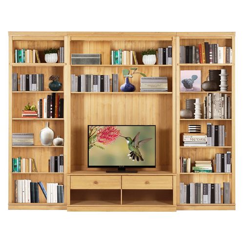 Anita-meuble Mural En Pin Comprenant 2 Bibliothèques Et 1 Meuble Bas