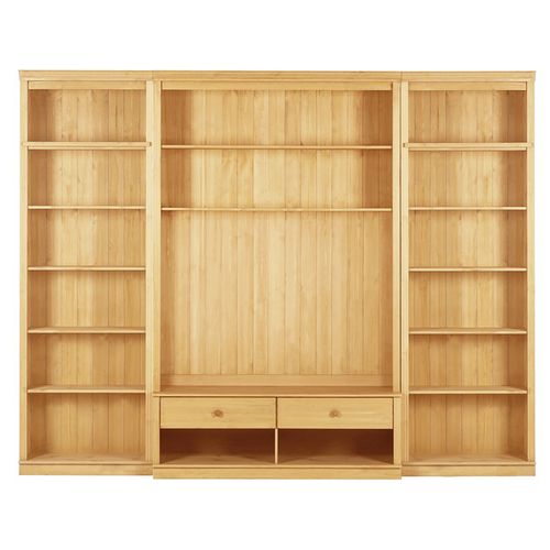 Anita-meuble Mural En Pin Comprenant 2 Bibliothèques Et 1 Meuble Bas