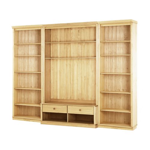 Anita-meuble Mural En Pin Comprenant 2 Bibliothèques Et 1 Meuble Bas