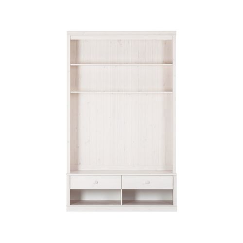 Anita-bibliothèque + Meuble TV Avec 2 Tiroirs En Pin Blanc