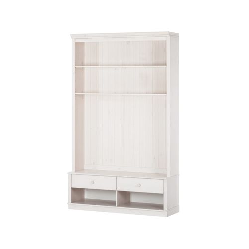 Anita-bibliothèque + Meuble TV Avec 2 Tiroirs En Pin Blanc